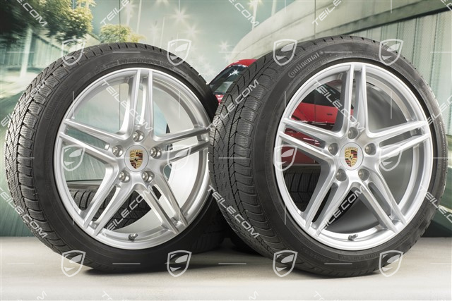 19" Winterräder Satz "Carrera", Felgen 8,5J x 19 ET50 + 11J x 19 ET77 + Continental WinterContact TS 830P Winterreifen 235/40 R19 + 295/35 R19