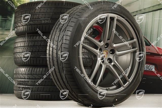 20-inch Turbo summer wheels set, rims 9J x 20 ET26 + 10J x 20 ET19 + Pirelli summer tyres 265/45 R20 + 295/40 R20, Platinum, with TPMS