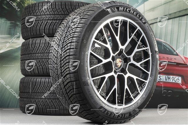 20" "RS Spyder Design" Winterräder Satz, Felgen 9J x 20 ET26 + 10J x 20 ET19, Michelin Pilot Alpin 5 SUV Winterreifen 265/45 R20 + 295/40 R20, mit RDK-Sensoren, schwarz hochglanz