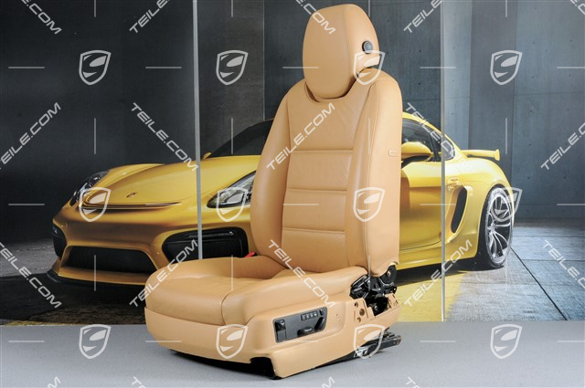 Seat, elect. adjustment, heating, memory, lumbar, leather, sand beige, damage, L