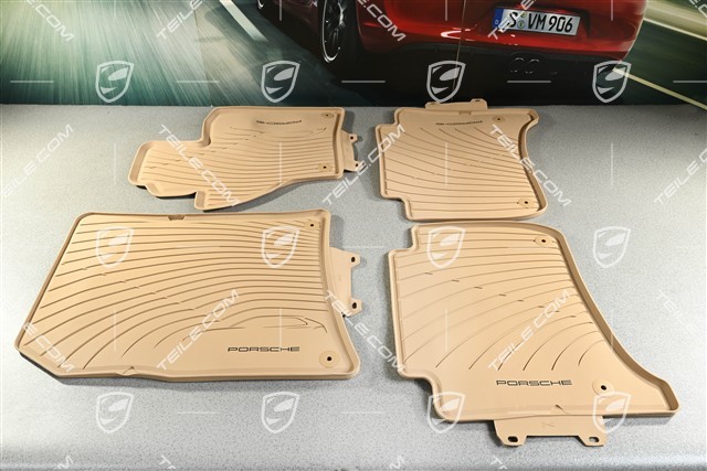 Dywaniki gumowe, komplet, klimatyzacja 4-strefowa, beżowe / Luxor Beige RHD