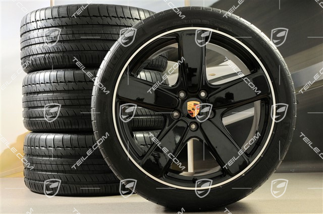 21" Sport Classic komplet kół letnich, felgi 10J x 21 ET50 + NOWE opony letnie 295/35 R21, czarne (wysoki połysk), z czujnikami ciśnienia
