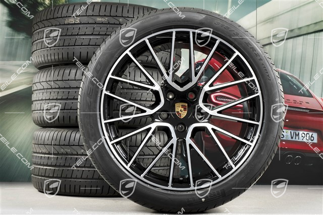 21" koła letnie Cayenne RS Spyder, komplet, felgi 9,5J x 21 ET46 + 11,0J x 21 ET58 + opony letnie Pirelli P Zero 285/40 R21 + 315/35 R21, z czujnikami ciśnienia, EXCLUSIVE
