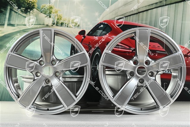 20" Felgensatz Carrera Sport, 8,5J x 20 ET57 + 10,5J x 20 ET47, Platinsilber Metallic