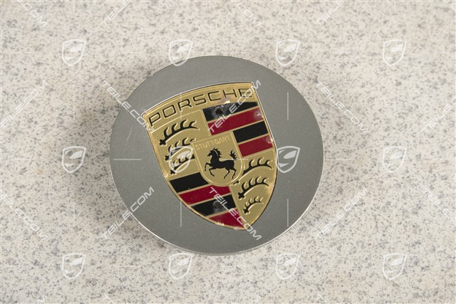 Hub cap, Concave, Coloured Crest, Titanium Metallic