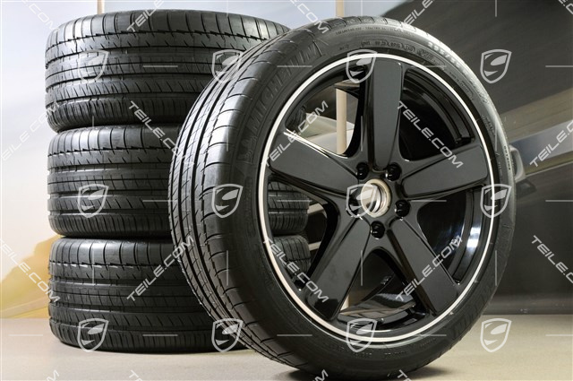 21" Sport Classic summer wheels set, rims 10J x 21 ET50 + summer tyres 295/35 R21, in black (glossy), with TPMS