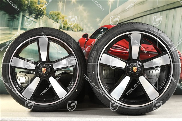 20-inch + 21-inch Sport Classic summer wheel set, rims 9,5J x 20 ET44 + 12J x 21 ET70 + NEW Pirelli summer tyres 255/35 R20 + 315/30 R21, black high gloss