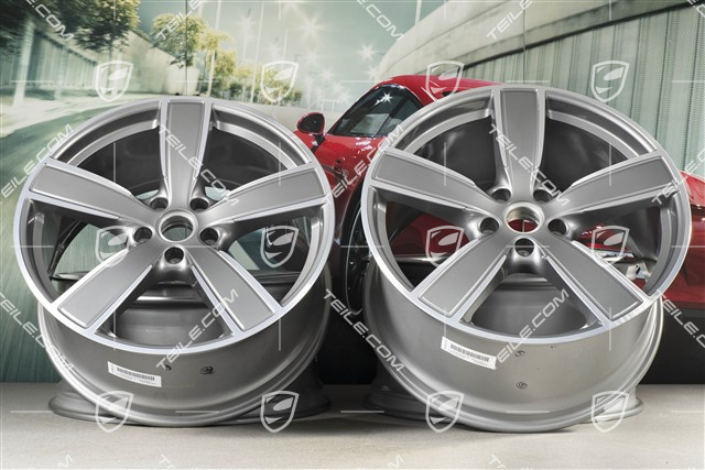 22-inch wheel rim set, Cayenne Sport Classic, 10J x 22 ET48 + 11,5J x 22 ET61, Platinum Silver