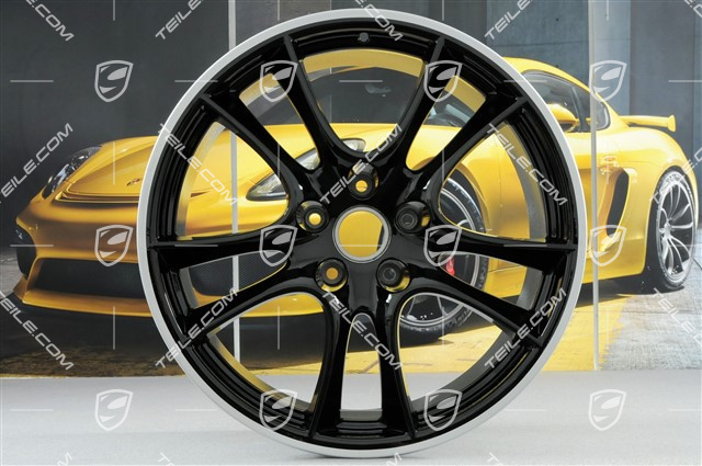 21-inch Cayenne Sport / GTS wheel, 10J x 21 ET50, wheel star in black high gloss / rant in silver