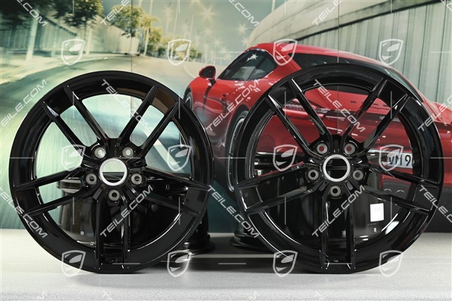 20"+21" Carrera Exclusive Design wheel rim set, rims 8.5J x 20 ET50 + 11.5J x 21 ET79, black high gloss