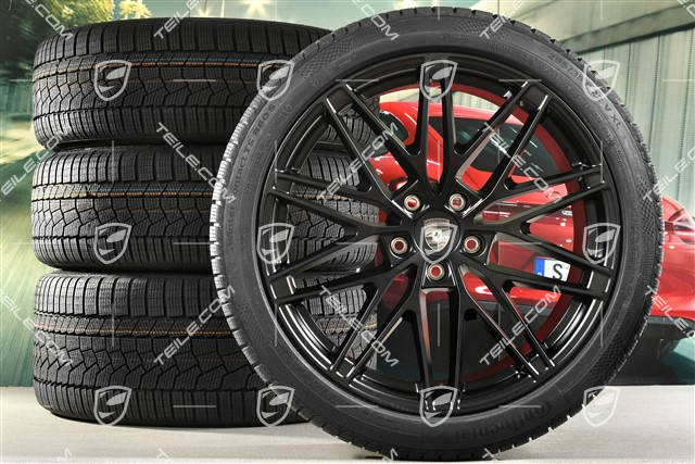 22" koła zimowe RS Spyder Design, felgi 9J x 22 ET29 + 11J x 22 ET47 + NOWE opony zimowe Continental 255/40 R22 + 295/35 R22, czarny satynowy półmat
