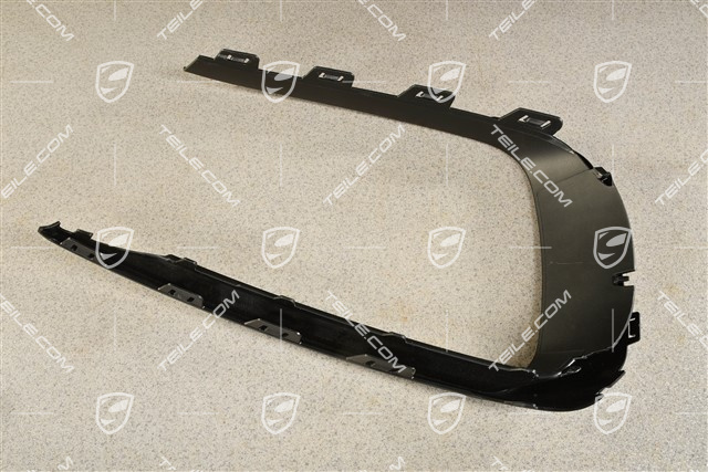 Front bumper Cover trim, Black matte, L
