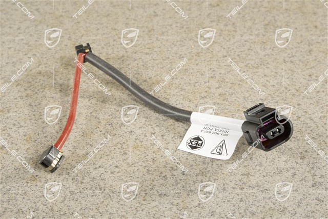 Brake pad wear sensor / warning contact, rear axle, Brake caliper Black / Red lacquered