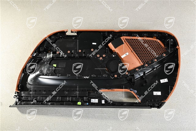 Tapicerka drzwi, skóra czarna / koniak z tkaniną Pepita, L