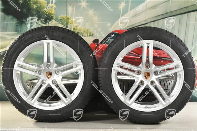 19-inch Panamera Winter wheel set, wheel rims 9J x 19 ET64 + 10,5J x 19 ET62 + Continental Winter Contact TS860 S winter tyres 265/45 R19 + 295/40 R19, silver