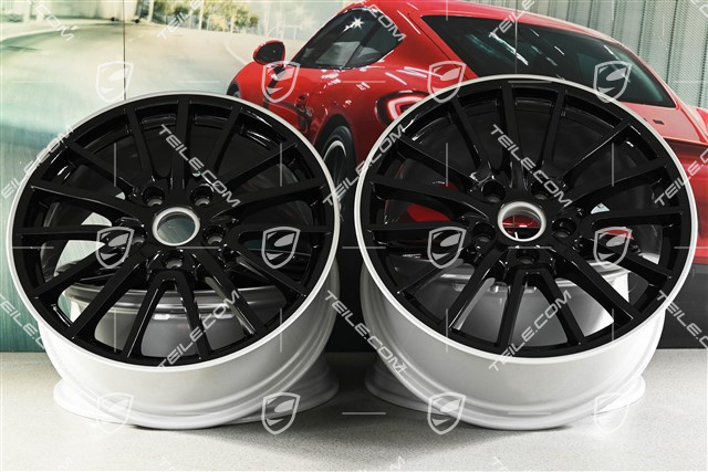 19-inch Sport Design wheel set, black, wheels 8J x 19 ET57 + 9,5J x 19 ET46, wheel star in black / silver pinstripe round the edge