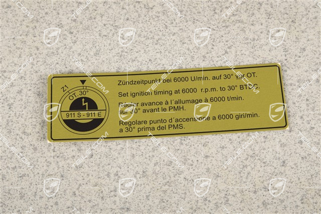Sticker / badge, Ignition point