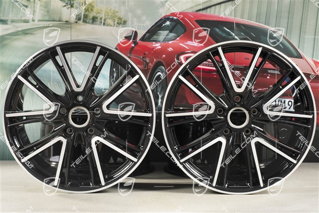 20" komplet felg Exclusive Design, 10,5J x 20 ET71 + 9,5J x 20 ET71, do użytku w zimie, czarny wysoki połysk