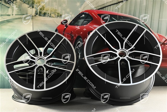 20"+21" Carrera Exclusive Design Felgensatz, Felgen 8,5J x 20 ET50 + 11,5J x 21 ET79, schwarz seidenmatt