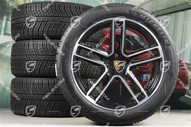 20-inch "Macan Turbo" winter wheels set, rims 9J x 20 ET26 + 10J x 20 ET19 + Michelin Latitude Alpin 5 winter tyres 265/45 R20 + 295/40 R20, black high gloss, with TPMS