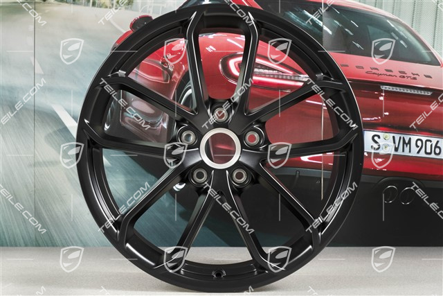 20-inch wheel rim set 718 Cayman GT4, wheel rims 8,5J x 20 ET61 + 11J x 20 ET50, black satin matt