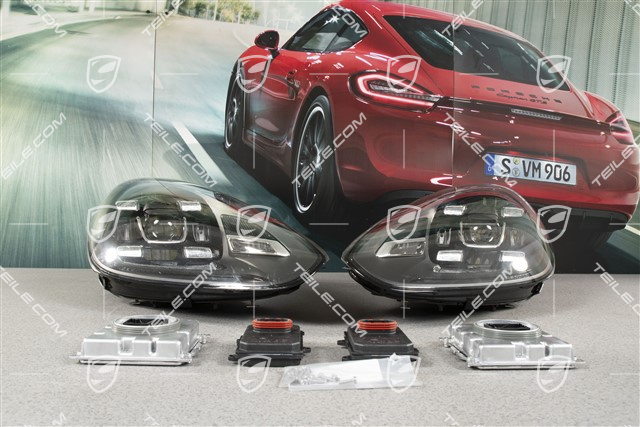 LED headlights, black, set, L+R