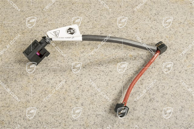 Brake pad wear sensor / warning contact, rear axle, Brake caliper Black / Red lacquered