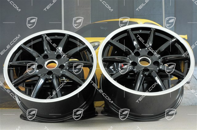 19" Carrera Sport Felgen Satz, 8,5J x 19 ET55 + 10J x 19 ET42, Hochglanz Schwarz