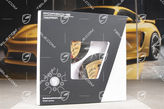 Radzierdeckel Satz, konkav, Wappen farbig, für Exclusive Design und Sport Design Felgen, schwarz hochglanz