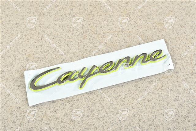 Badge / Emblem CAYENNE Chrome on a green background