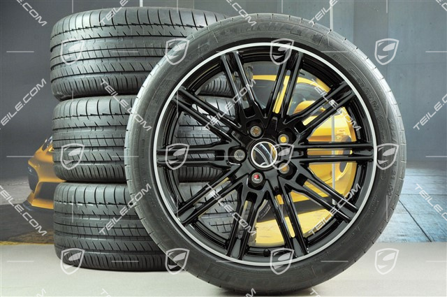 21-inch SportEdition summer wheel set, black, high gloss, 4 wheels 10J x 21 ET 50+4 tyres 295/35 R 21 107Y XL,with TPMS