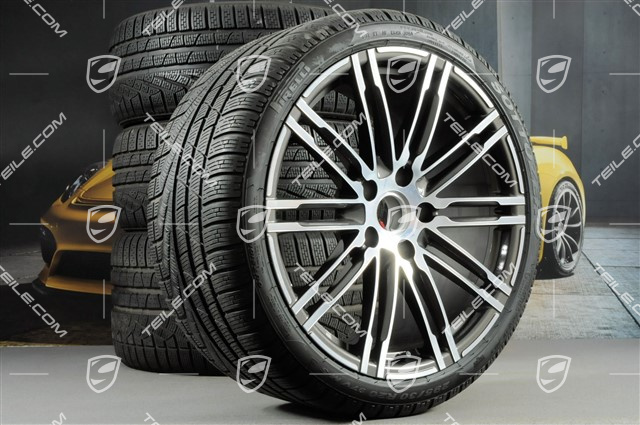 20" koła zimowe "Turbo", komplet, felgi 8,5J x 20 ET51 + 11J x 20 ET52 + NOWE opony zimowe Pirelli 245/35 R20 + 295/30 R20, bez czujników ciśnienia