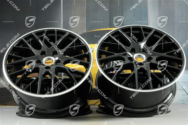 21" Komplet felg Panamera Sport Design, 9,5J x 21 ET71 + 10,5J x 21 ET71, do użytku w zimie, ramiona felgi czarne