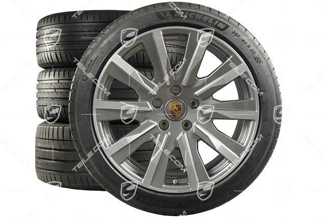 20-inch Tequipment Design summer wheel set, rims 9J x 20 ET54 + 11J x 20 ET60, Michelin summer tyres 245/45 R20 + 285/40 R20, platin silver