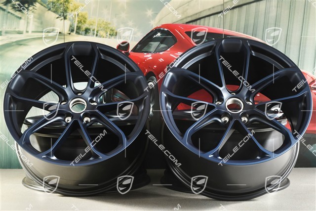 22-inch GT wheel rim set, rims 10,5J x 22 ET49 + 11,5J x 22 ET52, ocean blue pearl effect