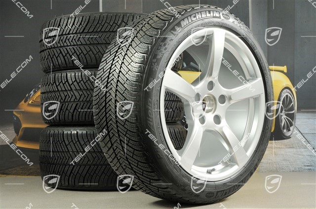 19" Cayman S koła zimowe komplet, felgi 8J x 19 ET57 + 10J x 19 ET45 + NOWE opony zimowe Michelin Pilot Alpin 4: 235/40 R19 + 265/40 R19