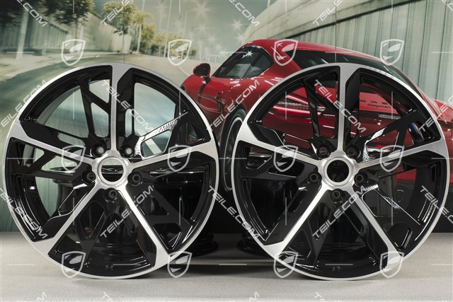 21" Felgensatz Cross Turismo Design, 9,5J x 21 ET60 + 11,5J x 21 ET66, schwarz hochglanz mit glanzgedrehter Stirnfläche