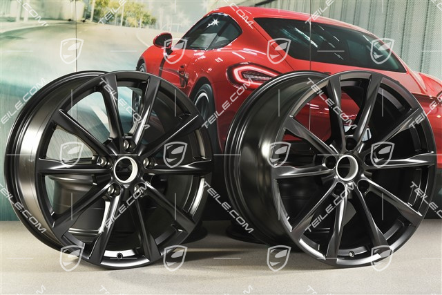 19" Boxster S Felgensatz, 8J x 19 ET57 + 10J x 19 ET45, schwarz seidenmatt