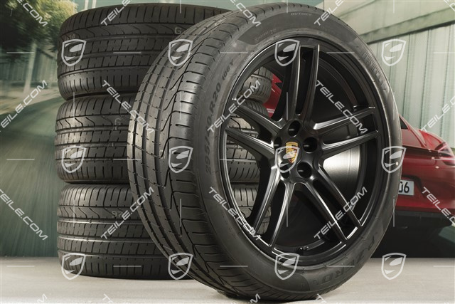 20-inch Turbo summer wheels set, rims 9J x 20 ET26 + 10J x 20 ET19 + Pirelli summer tyres 265/45 R20 + 295/40 R20, Black satin mat, with TPMS