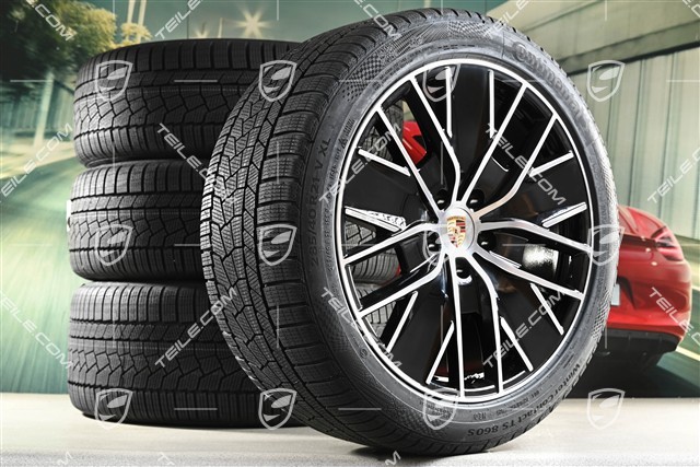 21-inch Macan Design winter wheel set, rims 8,5J x 21 ET27 + 10,5J x 21 ET47 + NEW Continental winter tyres 255/45 R21 + 285/40 R21, black high gloss