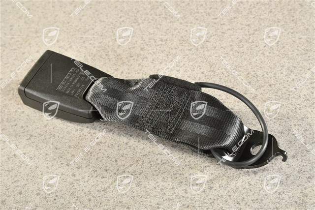 Seat belt buckle, rear, centre, visual and acoustic control of fastening