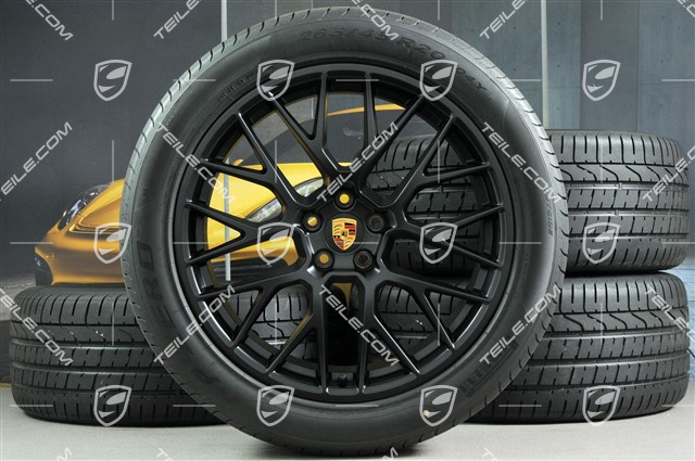 20-inch "RS Spyder Design" in black, summer wheels set, rims 9J x 20 ET26 + 10J x 20 ET19 + NEW Pirelli summer tyres 265/45 R 20 + 295/40 R 20, with TPMS