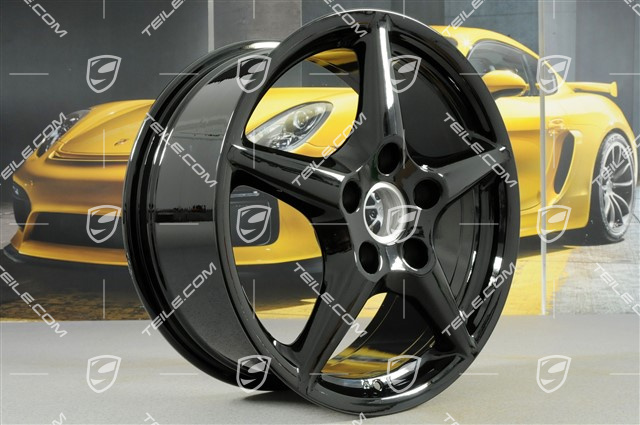 18" Komplet felg Carrera III, 8J x 18 ET57 + 10J x 18 ET58, C2 / C2S, czarny wysoki połysk