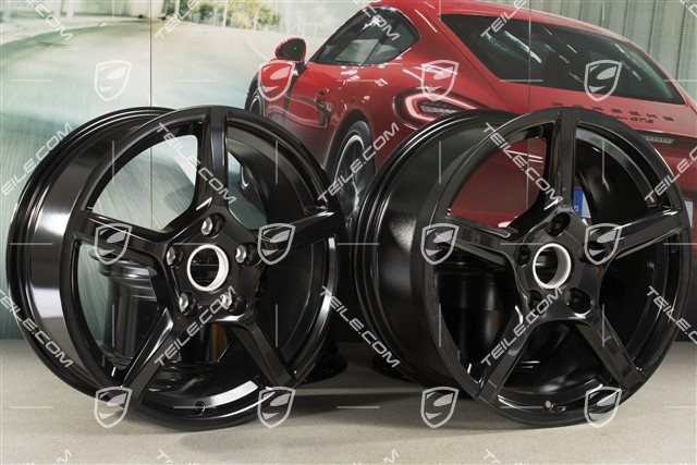 18-inch wheel rim set "Boxster", 8J x 18 ET57 + 9J x 18 ET47, black high gloss