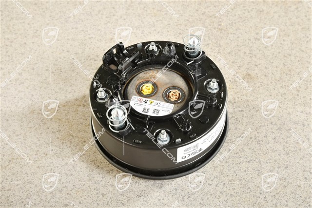 Airbag unit, steering wheel, Black ring / band, leather, black