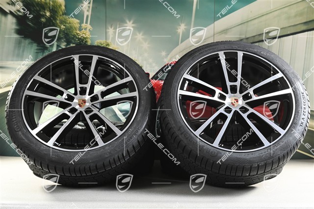 22" Winterräder Sport Design, Felgen 10J x 22 ET48 +11,5J x 22 ET61 + NEUE Continental Winterreifen 285/40 R22 + 315/35 R22, in Schwarz Hochglanz