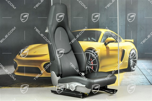 Seat, manual adjustable, leather, black, R