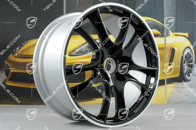 21-inch Cayenne Sport / GTS wheel, 10J x 21 ET50, wheel star in black high gloss / rant in silver