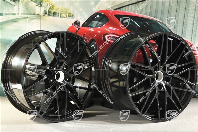 21-inch wheel rim set Cayenne RS Spyder Design, 11J x 21 ET58 + 9,5J x 21 ET46, black high gloss