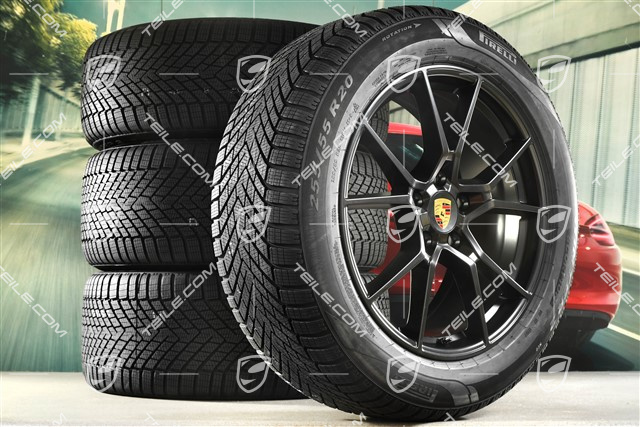 20-inch Cayenne S winter wheel set, rims 9J x 20 ET50 + 10,5J x 20 ET64 + Pirelli winter tyres 255/55 R20 + 295/45 R20, with TPMS, black satin matt